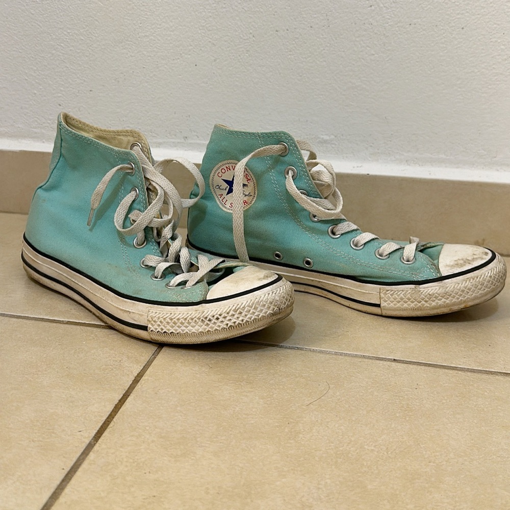 Converse High-Tops in Light Blue with White Accents